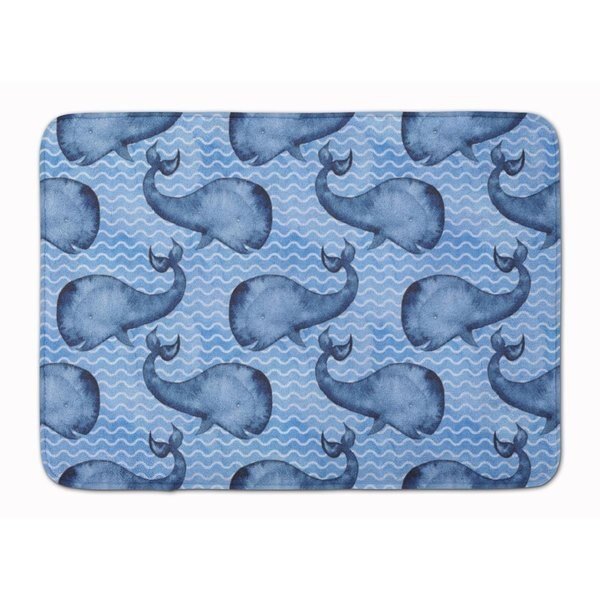 Beach Watercolor Whales Machine Washable Memory Foam Mat, Carolines Treasures, Mfr#: BB7535RUG